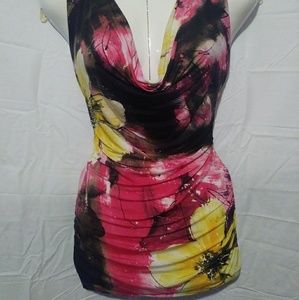 Colorful floral racerback mini dress